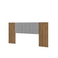 Cabeceira Casal Queen Cama Box 268cm Ripado Selma Brisa/linho Cinza V01 - D'rossi