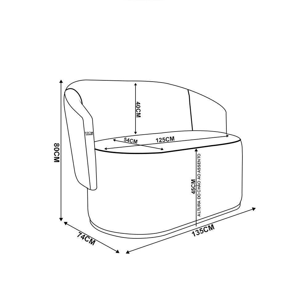 Namoradeira E 2 Poltronas Orgânica Para Sala Malu Bouclê Bege M11 - D'rossi - 5