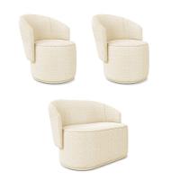 Namoradeira E 2 Poltronas Orgânica Para Sala Malu Bouclê Bege M11 - D'rossi - 2