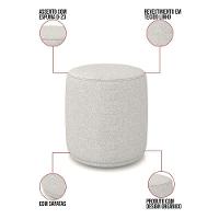 Poltrona E Puff Redondo Orgânico Para Sala Malu Linho Cinza M11 - D'rossi