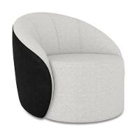 Poltrona Sala Orgânica Lua Fixa Sintético Pu Preto/linho D03 - D'rossi Cor Cinza - 2