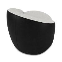 Poltrona Sala Orgânica Lua Fixa Sintético Pu Preto/linho D03 - D'rossi Cor Cinza - 6