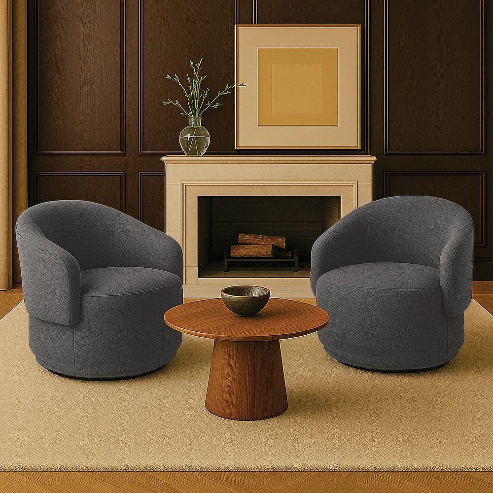 Poltrona Decorativa Orgânica Kit 2 Névoa Bouclê Cinza Escuro E03 - D'rossi - 1