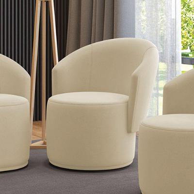 Poltrona Decorativa Orgânica Fixa Para Sala Malu Suede M11 - D'rossi Cor Bege