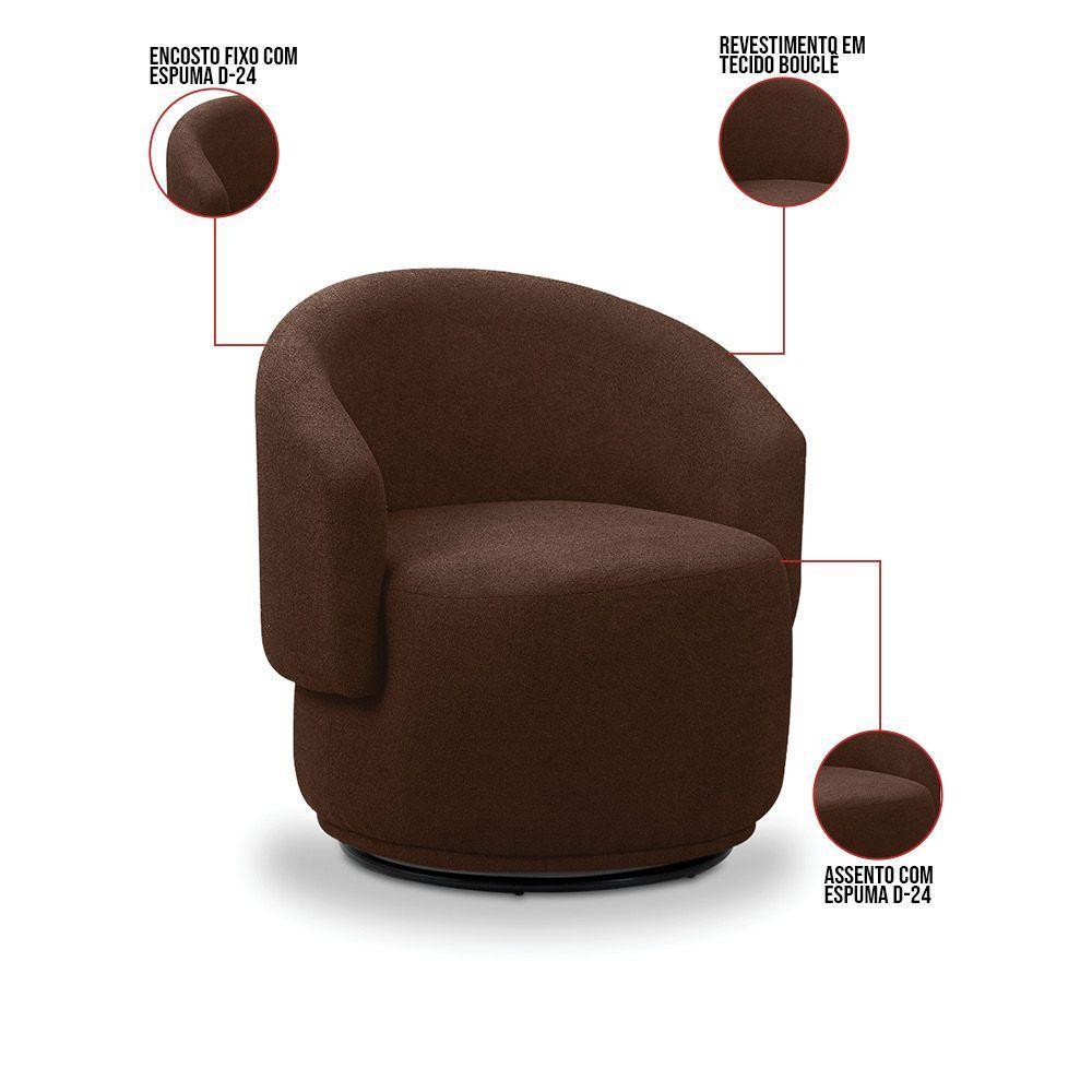 Poltrona Decorativa Orgânica Névoa Bouclê Marrom E03 - D'rossi - 3