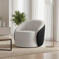 Poltrona Sala Orgânica Lua Fixa Sintético Pu Preto/bouclê Cinza D03 - D'rossi - 1