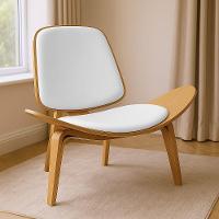 Poltrona Decorativa Base De Madeira Shell Sintético P01 - D'rossi Cor Branco - 1