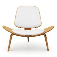 Poltrona Decorativa Base De Madeira Shell Sintético P01 - D'rossi Cor Branco - 3