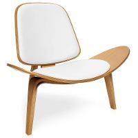 Poltrona Decorativa Base De Madeira Shell Sintético P01 - D'rossi Cor Branco - 5