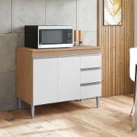 Balcão Cozinha Com Tampo 100cm 3 Gavetas Leticia Amêndoa/branco A01 - D'rossi - 1