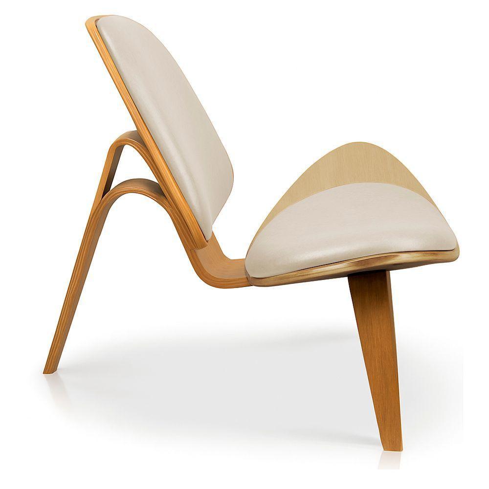 Poltrona Decorativa Base De Madeira Shell Sintético P01 - D'rossi Cor Grafite - 5