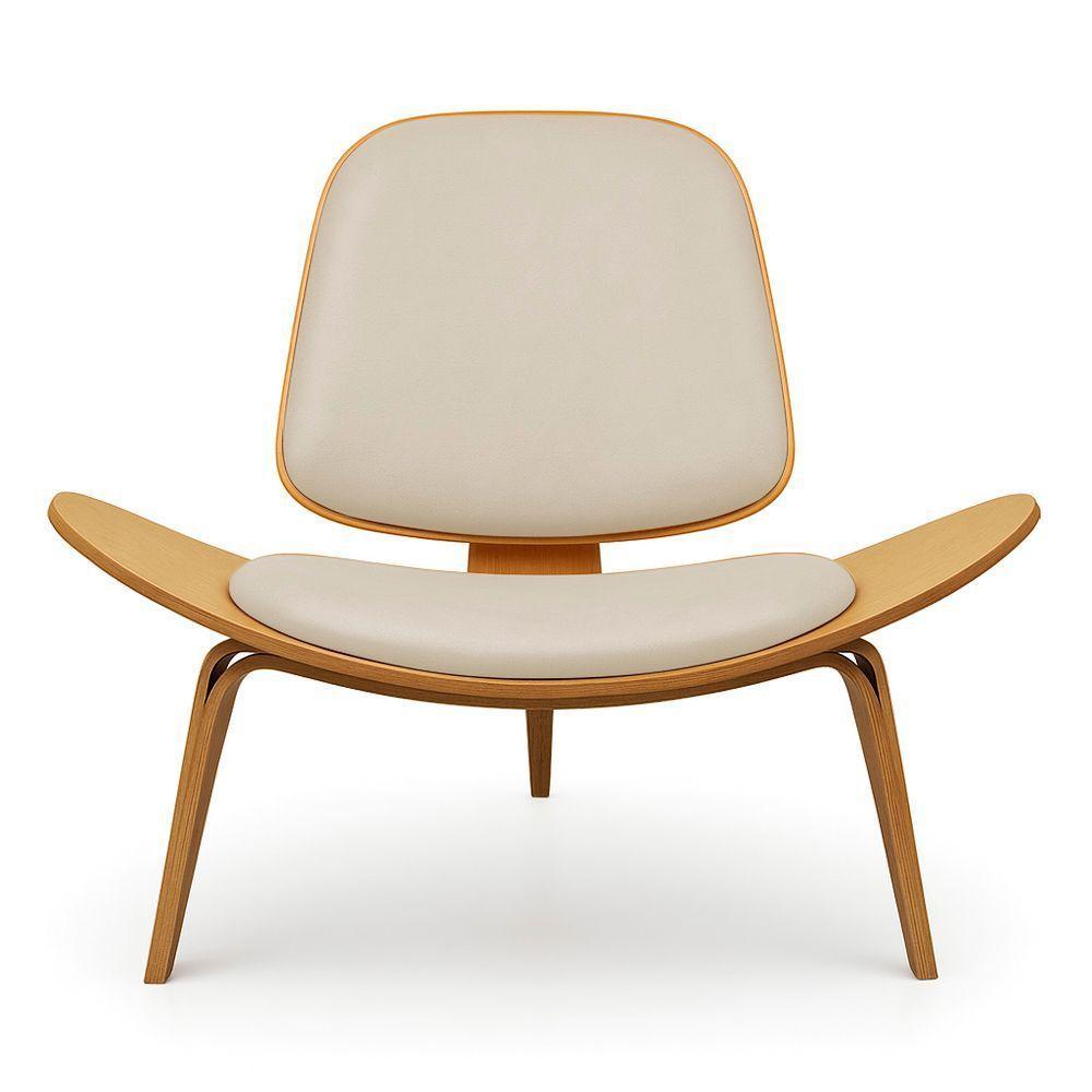 Poltrona Decorativa Base De Madeira Shell Sintético P01 - D'rossi Cor Grafite - 6