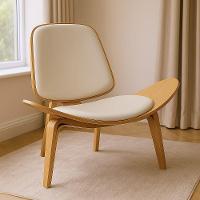 Poltrona Decorativa Base De Madeira Shell Sintético P01 - D'rossi Cor Grafite - 1