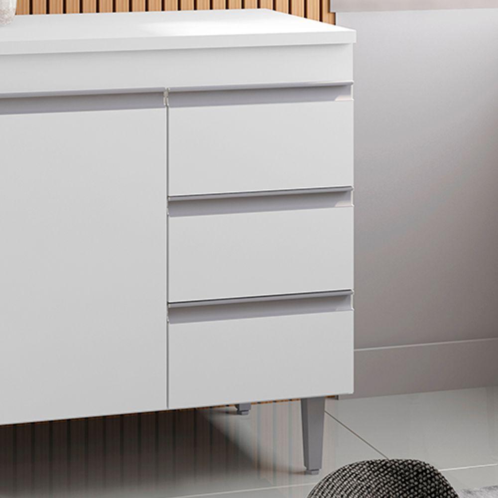 Balcão Cozinha Com Tampo 120cm 3 Gavetas Leticia Branco A01 - D'rossi - 5