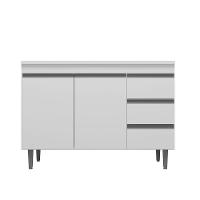 Balcão Cozinha Com Tampo 120cm 3 Gavetas Leticia Branco A01 - D'rossi - 2