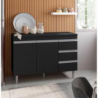Balcão Cozinha Com Tampo 120cm 3 Gavetas Leticia Preto A01 - D'rossi - 1
