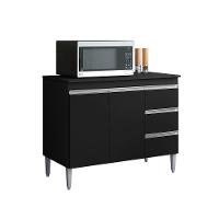 Balcão Cozinha Com Tampo 120cm 3 Gavetas Leticia Preto A01 - D'rossi - 2