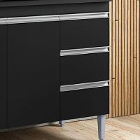 Balcão Cozinha Com Tampo 120cm 3 Gavetas Leticia Preto A01 - D'rossi - 5