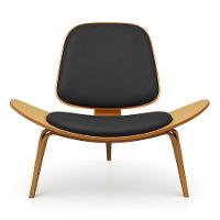 Poltrona Decorativa Base De Madeira Shell Sintético P01 - D'rossi Cor Preto - 2