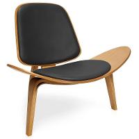 Poltrona Decorativa Base De Madeira Shell Sintético P01 - D'rossi Cor Preto - 5