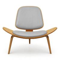 Poltrona Decorativa Base De Madeira Shell Sintético P01 - D'rossi Cor Cinza - 2