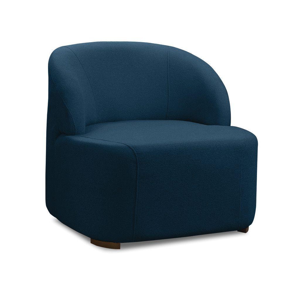 Poltrona Decorativa Orgânica Para Sala Diully Bouclê Azul Marinho E03 - D'rossi - 2