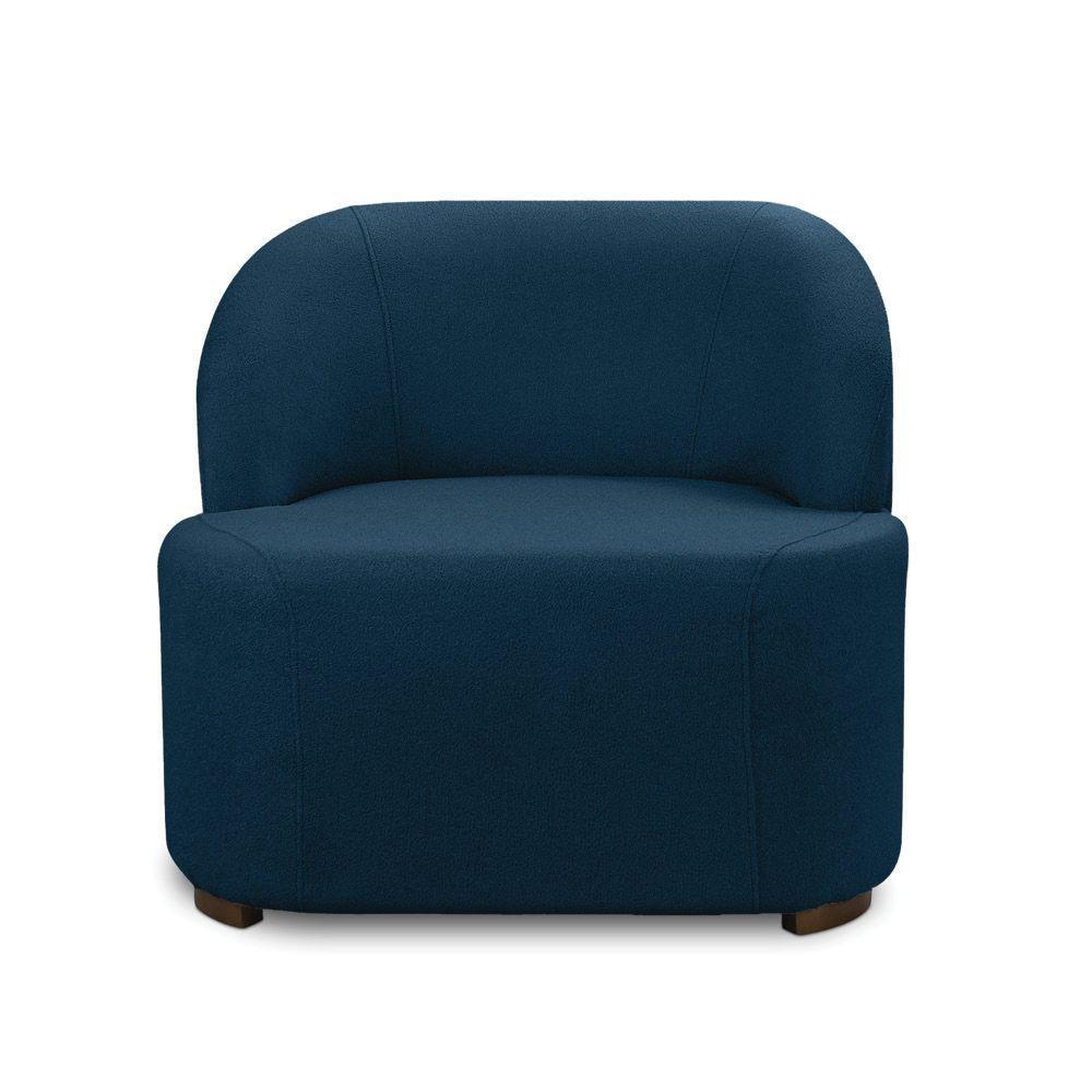 Poltrona Decorativa Orgânica Para Sala Diully Bouclê Azul Marinho E03 - D'rossi - 5