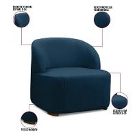 Poltrona Decorativa Orgânica Para Sala Diully Bouclê Azul Marinho E03 - D'rossi - 3