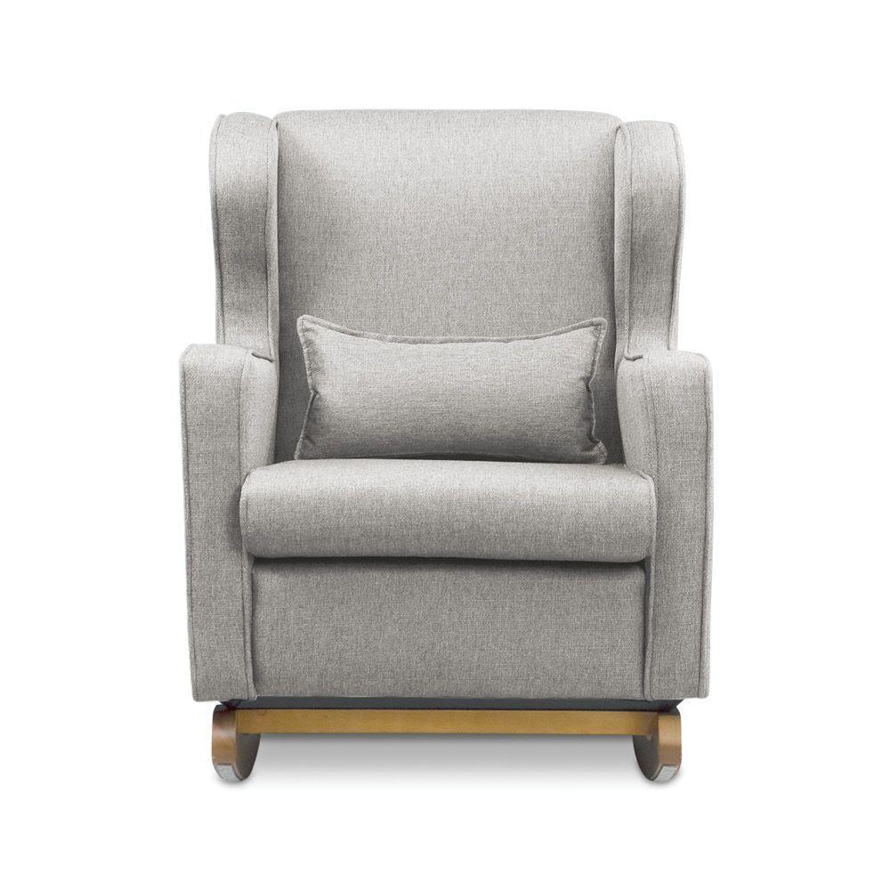 Poltrona De Amamentação Base Balanço Madeira Flower Linho E03 - D'rossi Cor Cinza - 2