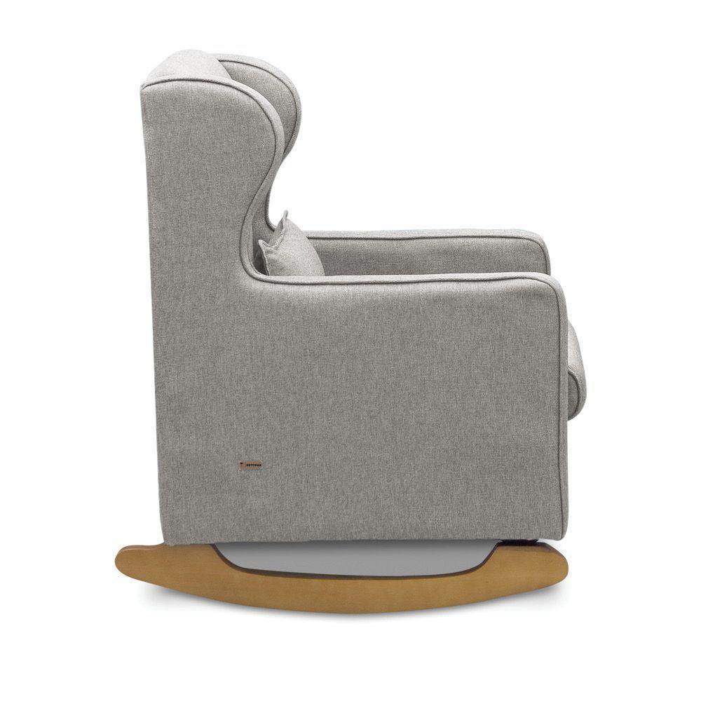 Poltrona De Amamentação Base Balanço Madeira Flower Linho E03 - D'rossi Cor Cinza - 5