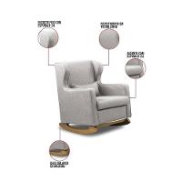 Poltrona De Amamentação Base Balanço Madeira Flower Linho E03 - D'rossi Cor Cinza - 3