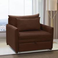 Poltrona Cama Retrátil Solteiro Com Rodízio Cloe Bouclê Marrom E03 - D'rossi - 1