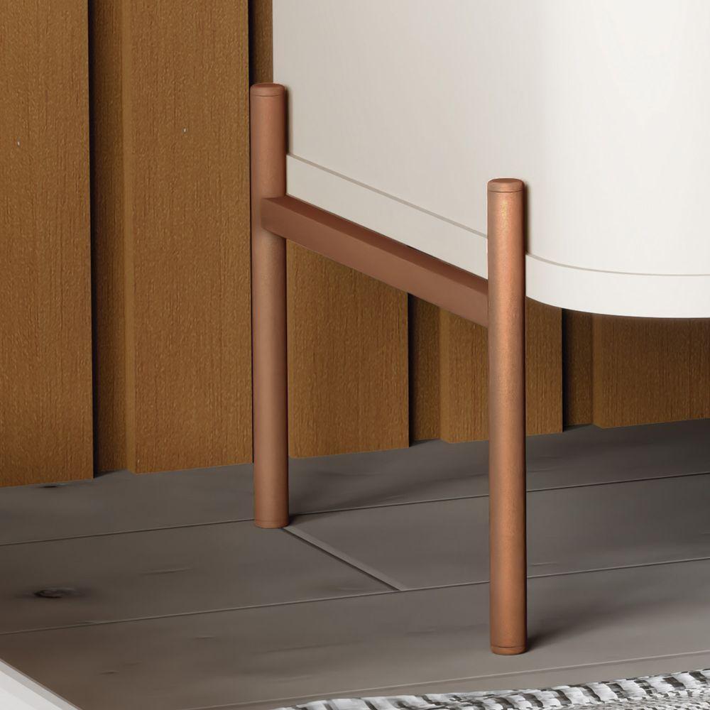 Mesa De Cabeceira Slim Tucupi Off White Pe Bronze - Moveis Jb - 5