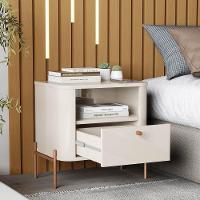 Mesa De Cabeceira Slim Tucupi Off White Pe Bronze - Moveis Jb - 3