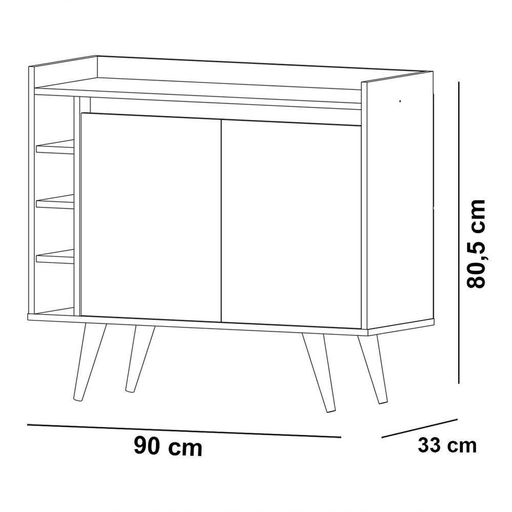 Buffet Aparador Com Adega Retrô Wine 2 Portas Freijó Com Off White - Moveisaqui - 5