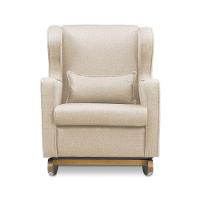 Poltrona De Amamentação Base Balanço E Puff Flower Linho Bege E03 - D'rossi - 5