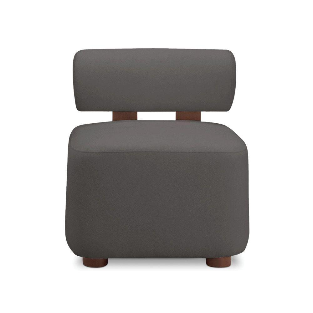 Poltrona Decorativa Para Sala Kit 2 Helora Bouclê Cinza Escuro E03 - D'rossi - 5