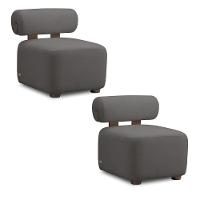 Poltrona Decorativa Para Sala Kit 2 Helora Bouclê Cinza Escuro E03 - D'rossi - 1