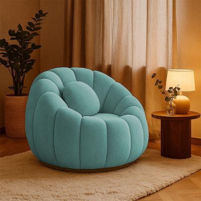 Poltrona Decorativa Orgânica Giratória Cloud Bouclê E03 - D'rossi Cor Azul Turquesa