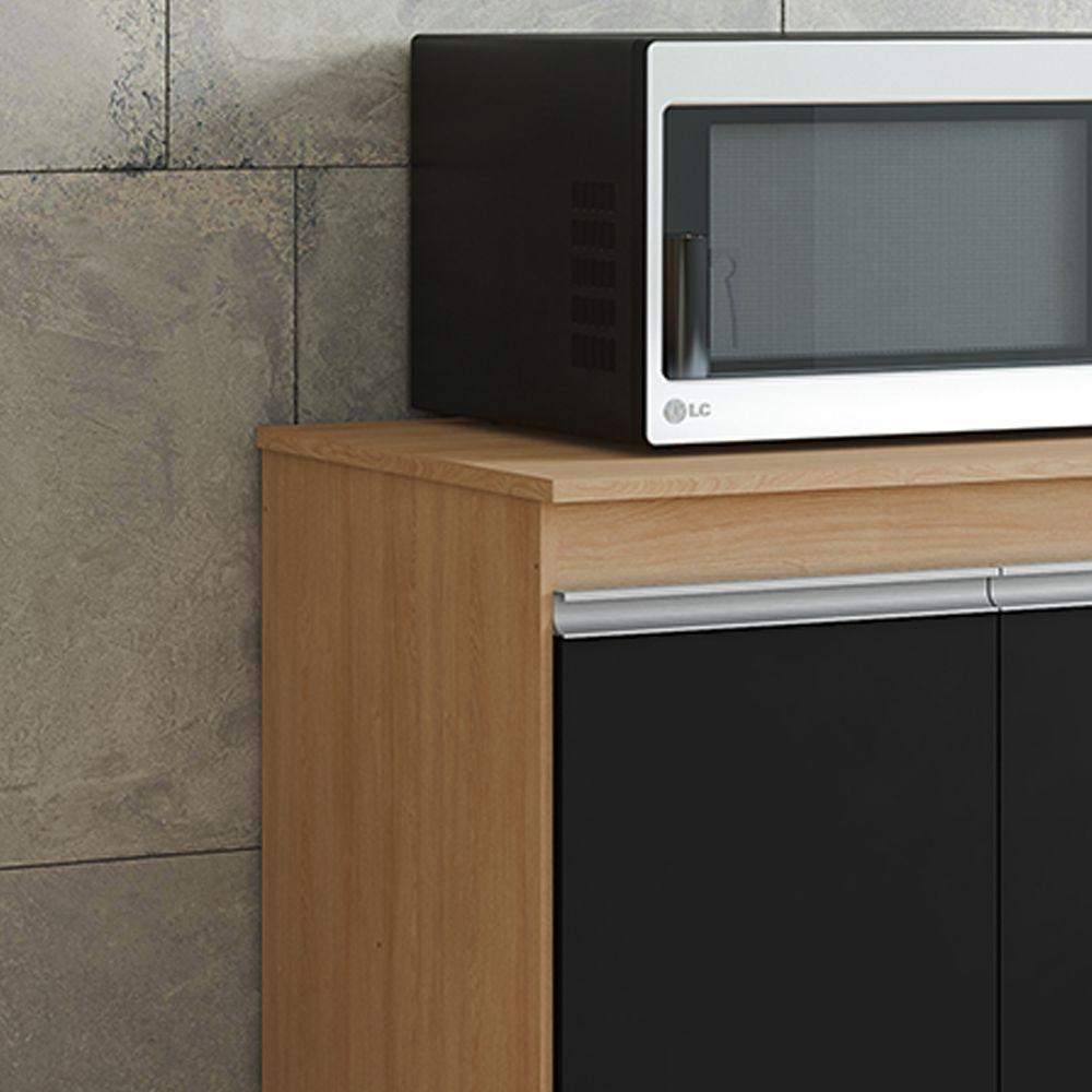 Balcão Cozinha Com Tampo 100cm 3 Gavetas Leticia Amêndoa/preto A01 - D'rossi - 4