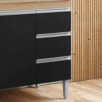 Balcão Cozinha Com Tampo 100cm 3 Gavetas Leticia Amêndoa/preto A01 - D'rossi - 5