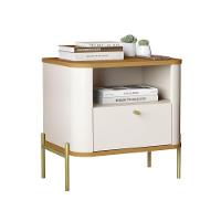 Mesa De Cabeceira Slim Tucupi Off White Com Nature Pe Dourado - Moveis Jb - 1