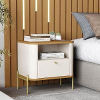 Mesa De Cabeceira Slim Tucupi Off White Com Nature Pe Dourado - Moveis Jb - 2