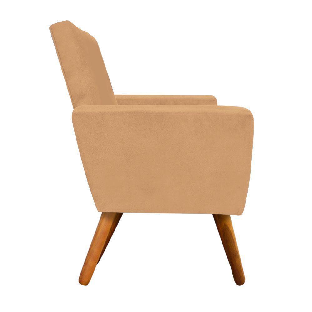Poltrona Nina Suede Caramelo Sisal Pés Palito Castanho D'rossi - 3