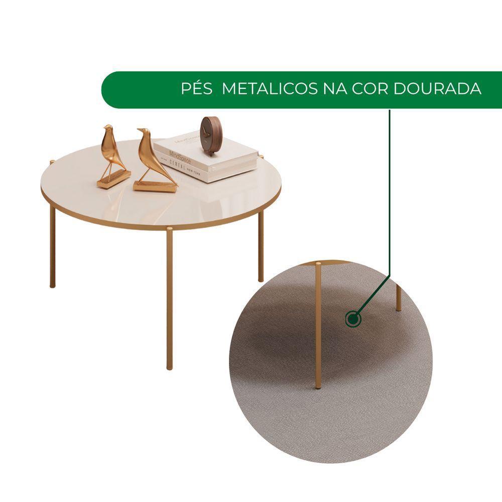 Mesa De Centro Lina E Cleia Sala Hall Moderna Off White Com Off White - 6
