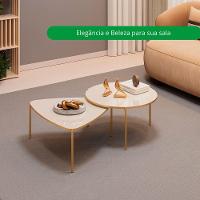 Mesa De Centro Lina E Cleia Sala Hall Moderna Off White Com Off White - 3