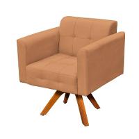 Poltrona Giratória Elisa Suede Caramelo Sisal Base Madeira D'rossi - 2