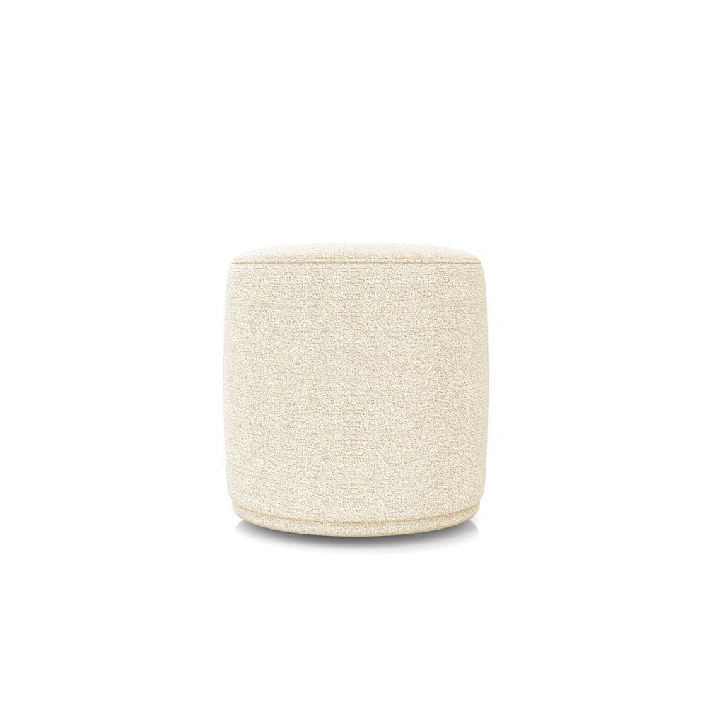 Puff Redondo Orgânico Para Sala Malu Bouclê M11 - D'rossi Cor Bege - 5