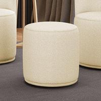 Puff Redondo Orgânico Para Sala Malu Bouclê M11 - D'rossi Cor Bege - 1