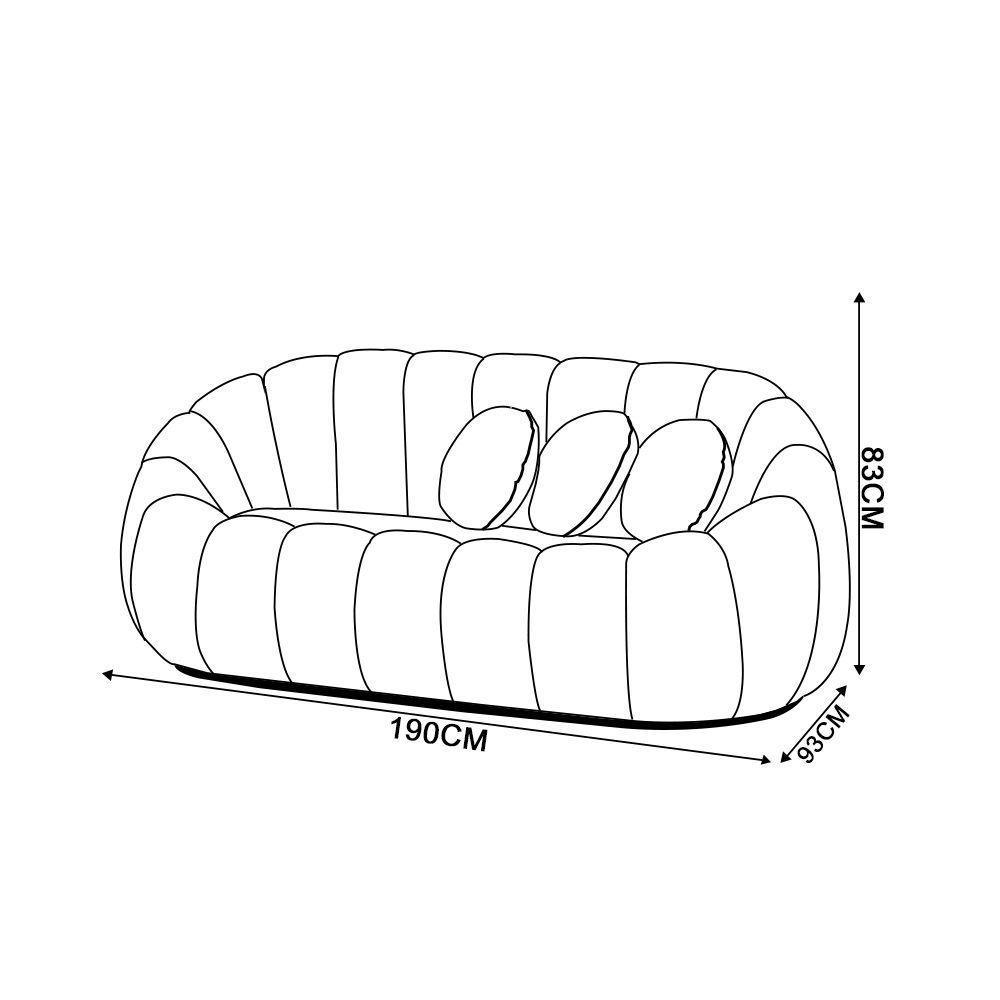 Sofá 2 Lugares Com Puff E Poltrona Orgânica Fixa Cloud Bouclê Azul Turquesa E03 - D'rossi - 6